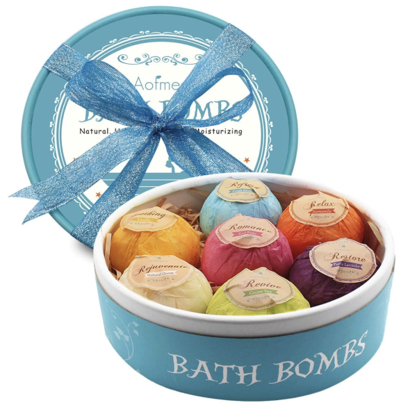 Aofmee Bath Bombs, 7pcs Bubble Bath Bombs for Women, Natural Handmade Fizzies Gift Set, Spa Organic Bathbombs for Kids, Essential Oil Personal Care Bath Gift for Birthday Mothers Day Christmas